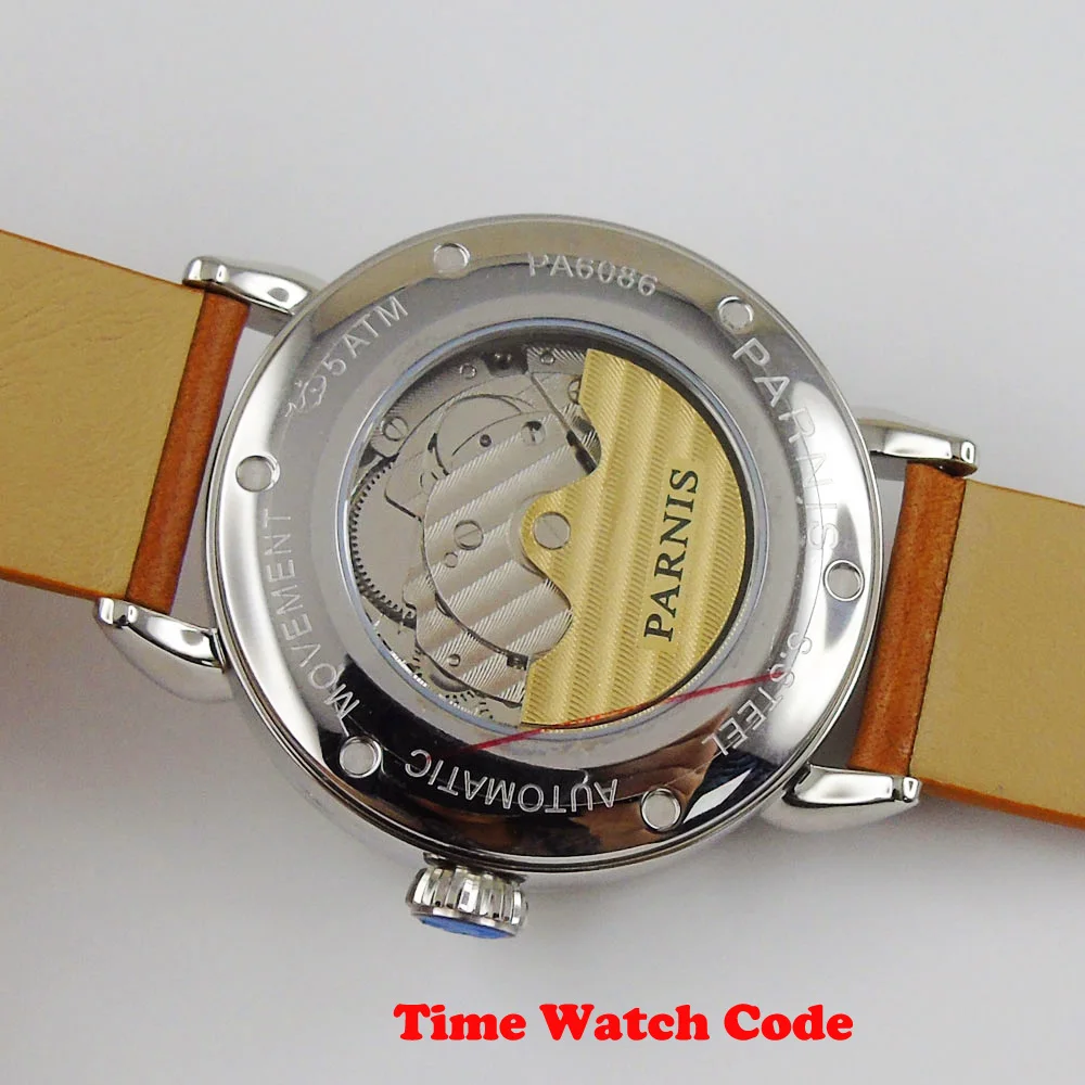 Мужские автоматические наручные часы PARNIS 42 мм GMT бежевый циферблат