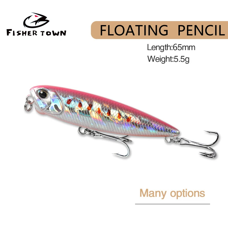 

Fisher town 1pcs 6.5cm 5.5g Deep Diving Jerkbait Artificial Hard Bait Fishing Wobblers pencil Lure for Bass Pike Carp