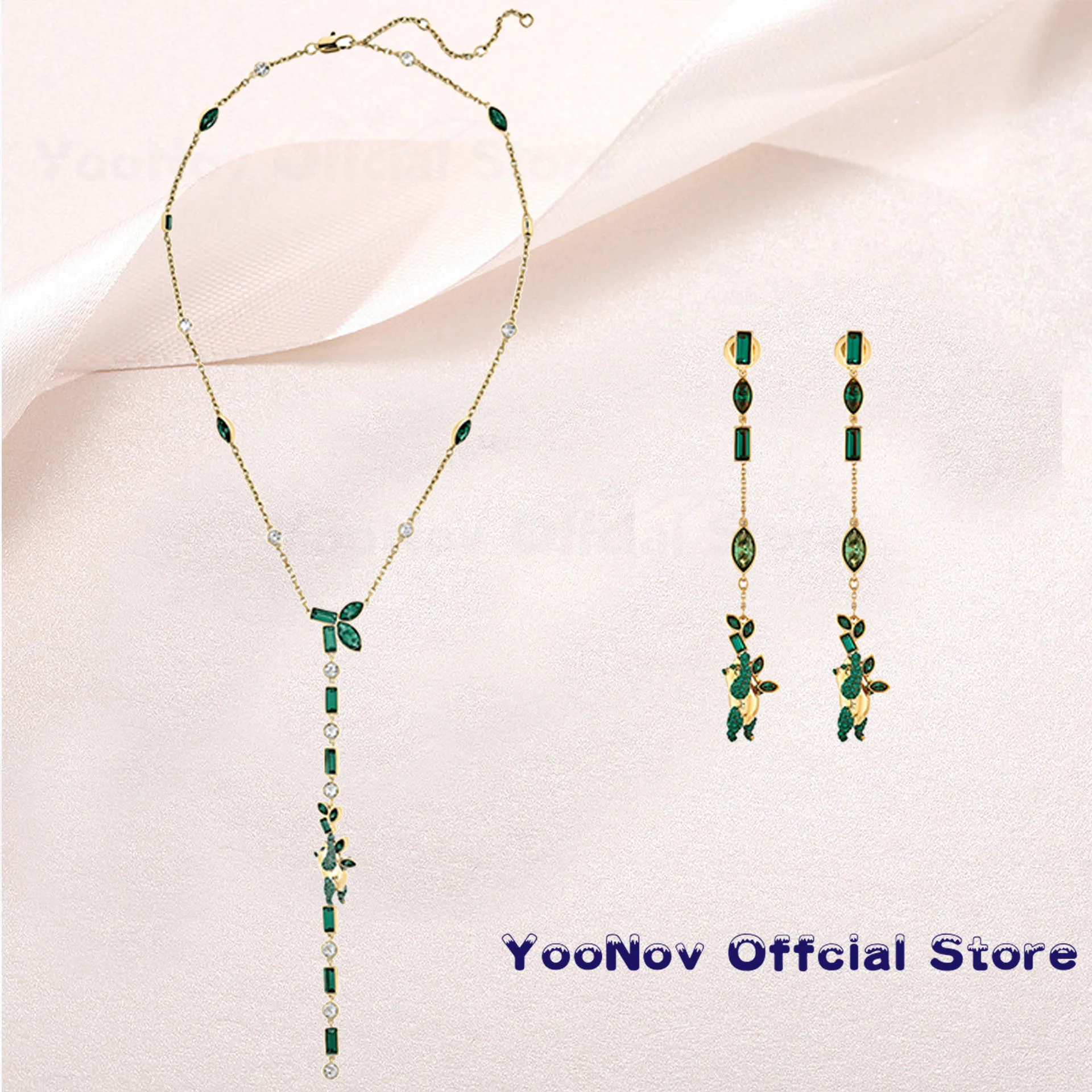 

SWA Original Fashion BEAUTIFUL EARTH BY SUSAN ROCKEFELLER Set Charming Panda and Bamboo Decoration Women Romantic Jewelry Gift