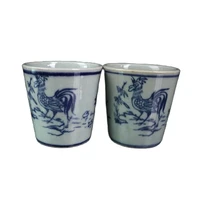 china old porcelain a pair of blue and white family picture teacups