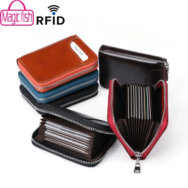 Волшебная рыба RFID настоящая кожаная карточная упаковка первый слой кожа мульти