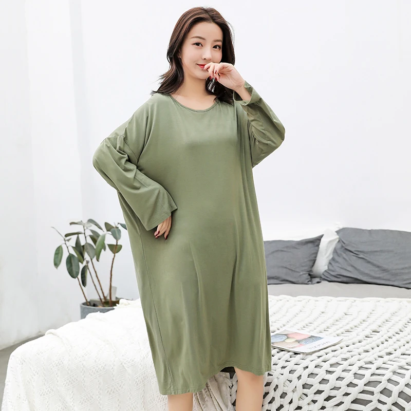 

Oversize New Modal Basic Nightgown Nightie Long Lady Home Dress Long Sleeve Sleepwear Pregnant Night Shirt Loose Nightwear