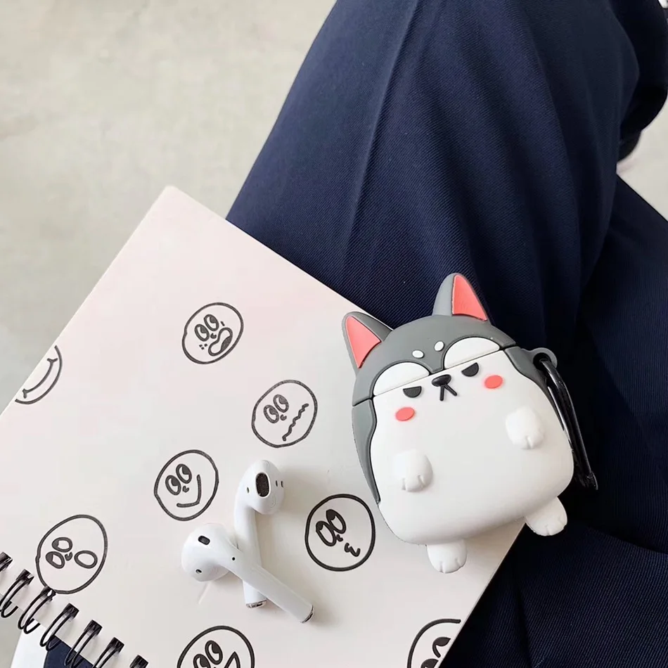 Для AirPods чехол 3D милый Гарфилд Свинья медведь наушники чехол для Airpods 2/i10/i11 TWS мягкая защитная крышка с карабином - Цвет: Husky