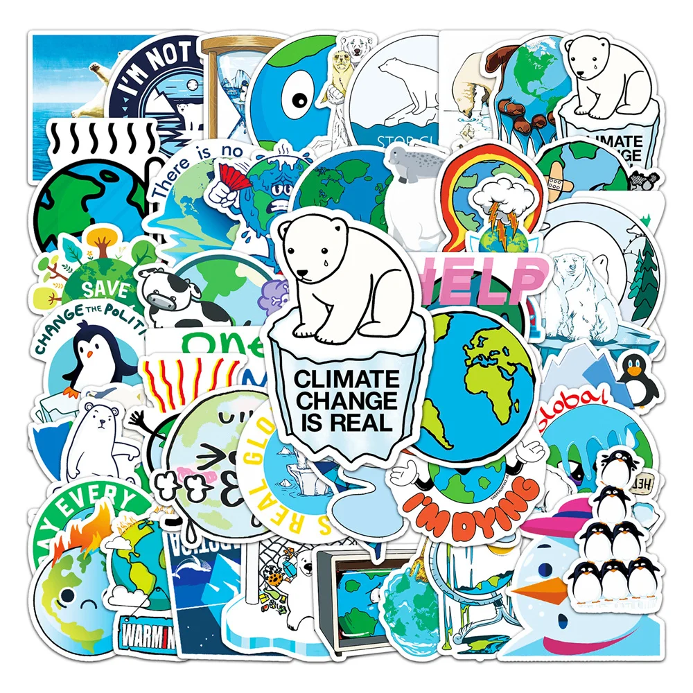 

10/30/50PCS Global Warming Graffiti Sticker Environmental Protection Child Sticker DIY Skateboard Luggage Sticker Wholesale