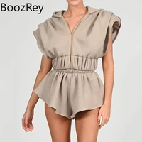 boozrey women two piece set casual loose shoulder pads hoodie sports shorts suit vintage sets fall clothes for women outfits