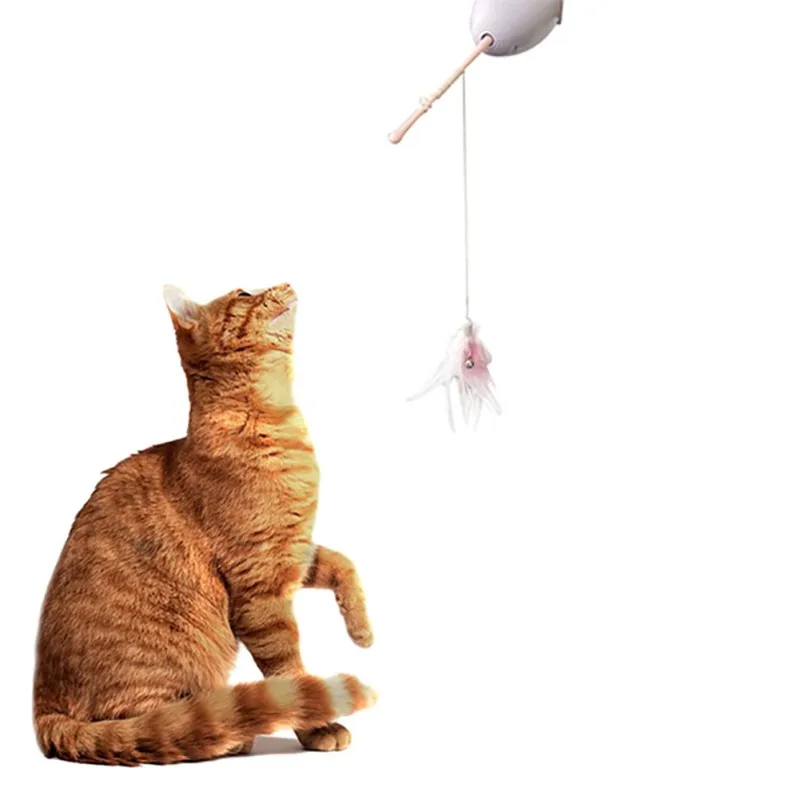 Eco-friendly Cat Teaser Toy Automatic Lifting Lowing Feather Toys Chasing Fox Tail toy Accessories Pro | Дом и сад
