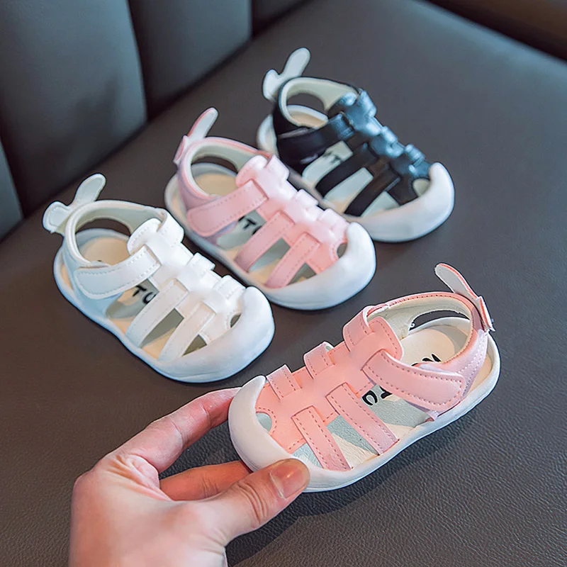 

Cute summer baby sandals for girls boys sport leather children shoes little kids baby cartoon soft bottom toddler shoes