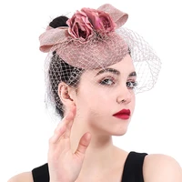 bow flower hat fascinators peach wedding millinery headwear ladies race ascot veils hats bridal married headdress fedora chapeau