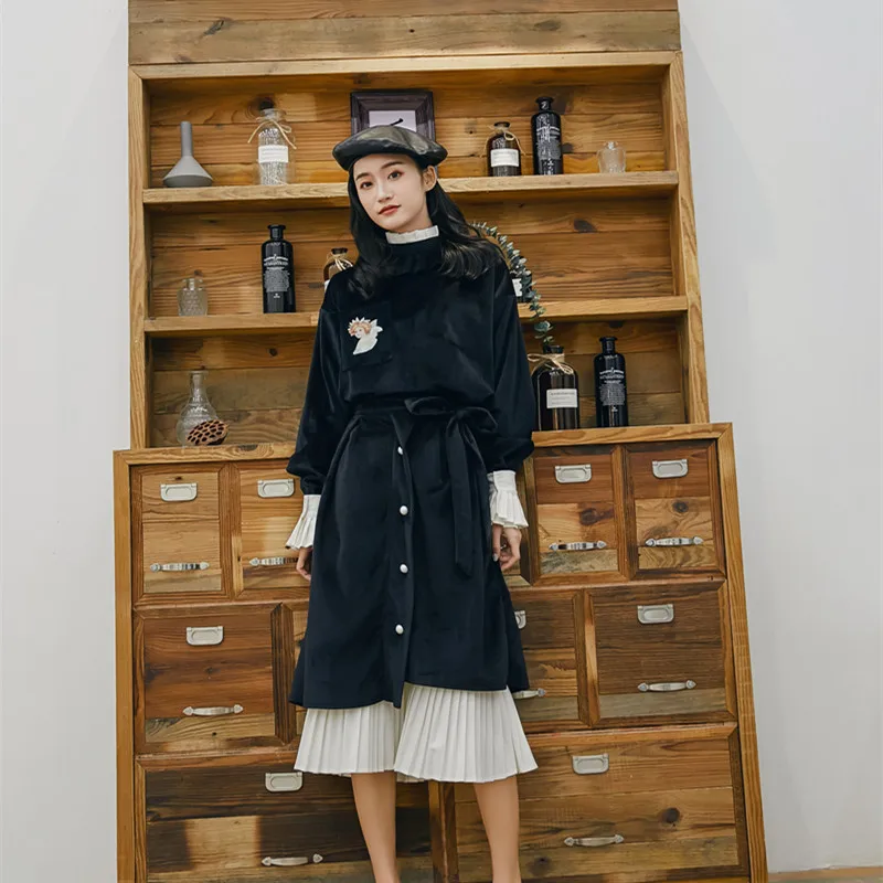 Мода весна осень новый темперамент Женская мода Ретро Бархат жемчуг Пряжка