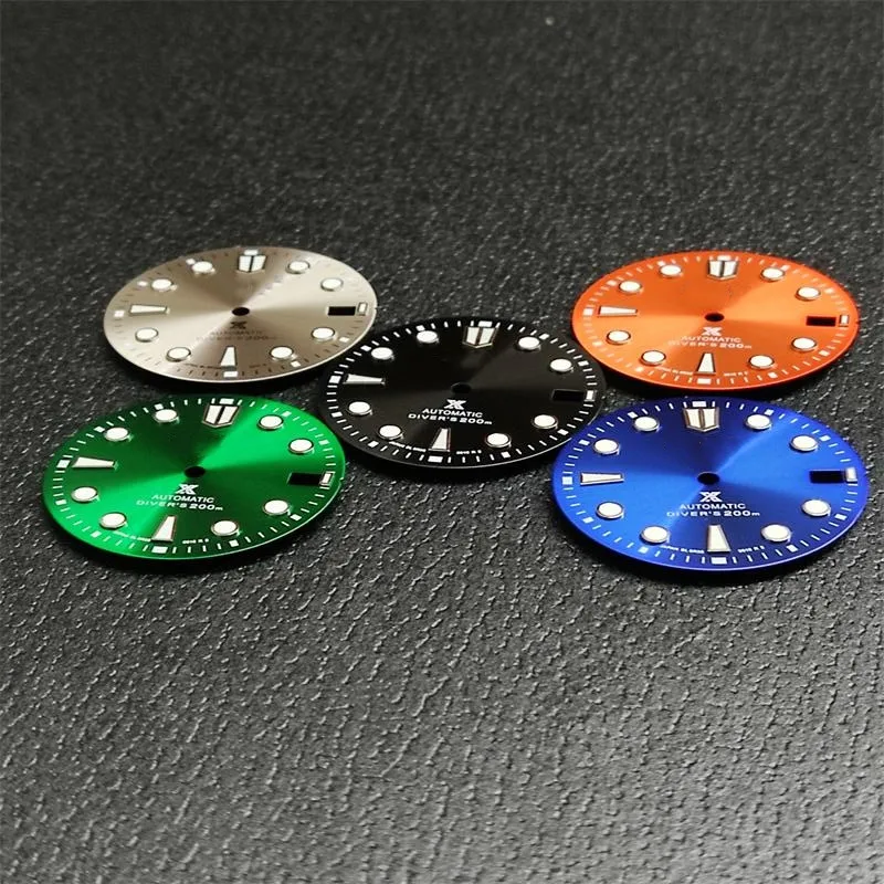 Watch accessories 28.5mm dial Colorful sunburst with C3 luminous fit SKX007 Diver‘s watch  for NH35 NH36  movement  with S logo