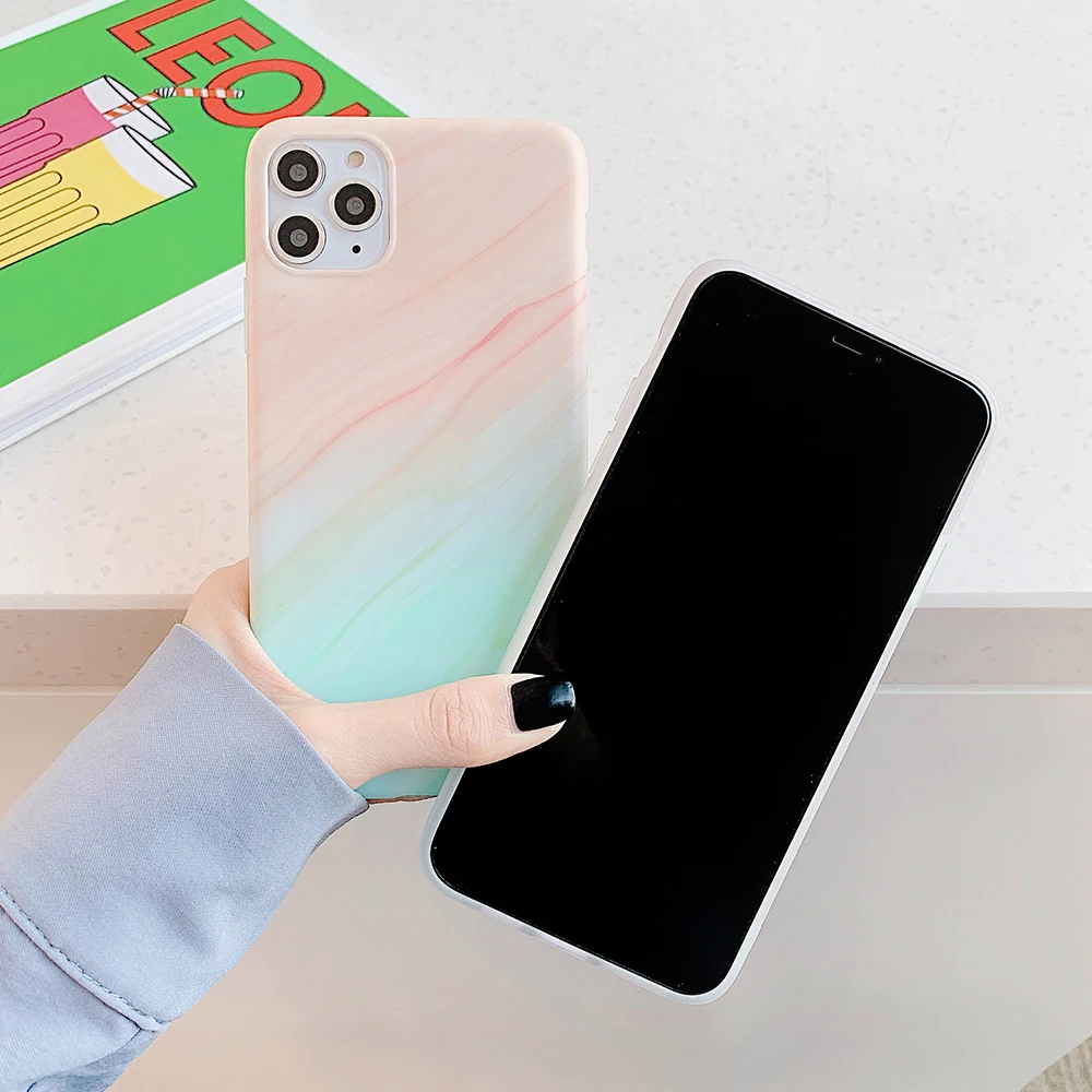 LOVECOM винтажный градиентный цветной мраморный чехол для телефона для iPhone 11 Pro Max XR XS Max 6 6S 7 8 Plus X Матовый Мягкий IMD чехол-накладка