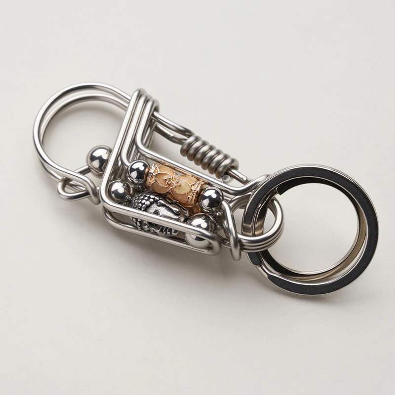 Брелок для ключей ручной работы ретро Статуя Будды из нержавеющей стали