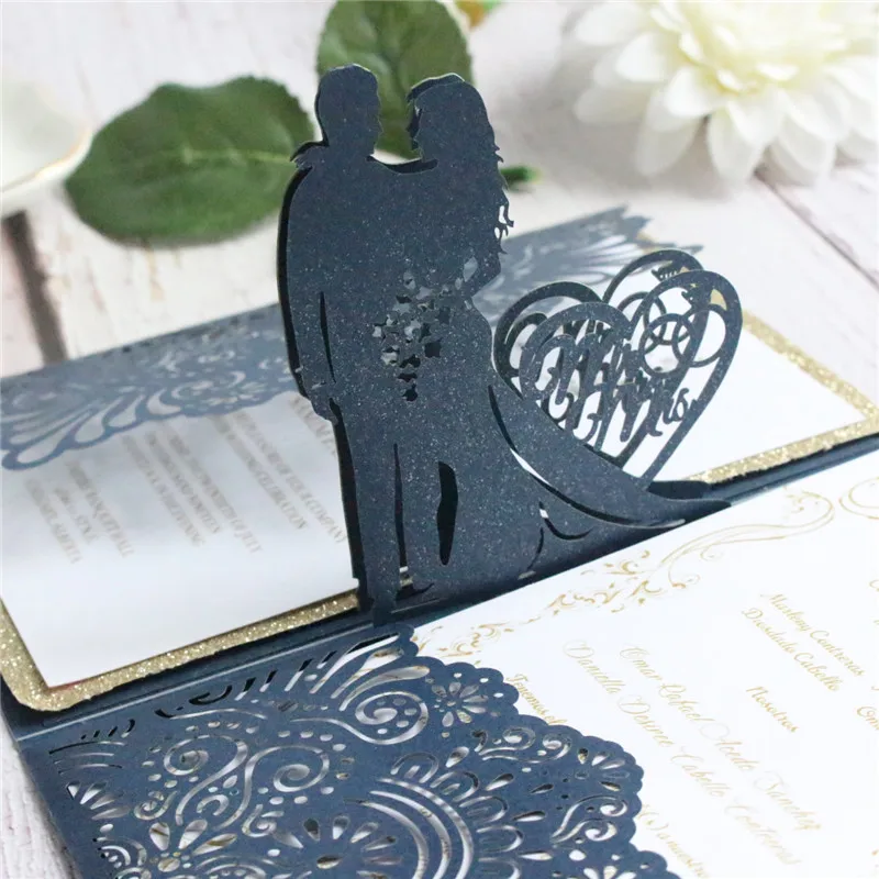 Выдвижная открытка для приглашения на свадьбу вечеринку невесты лазерная