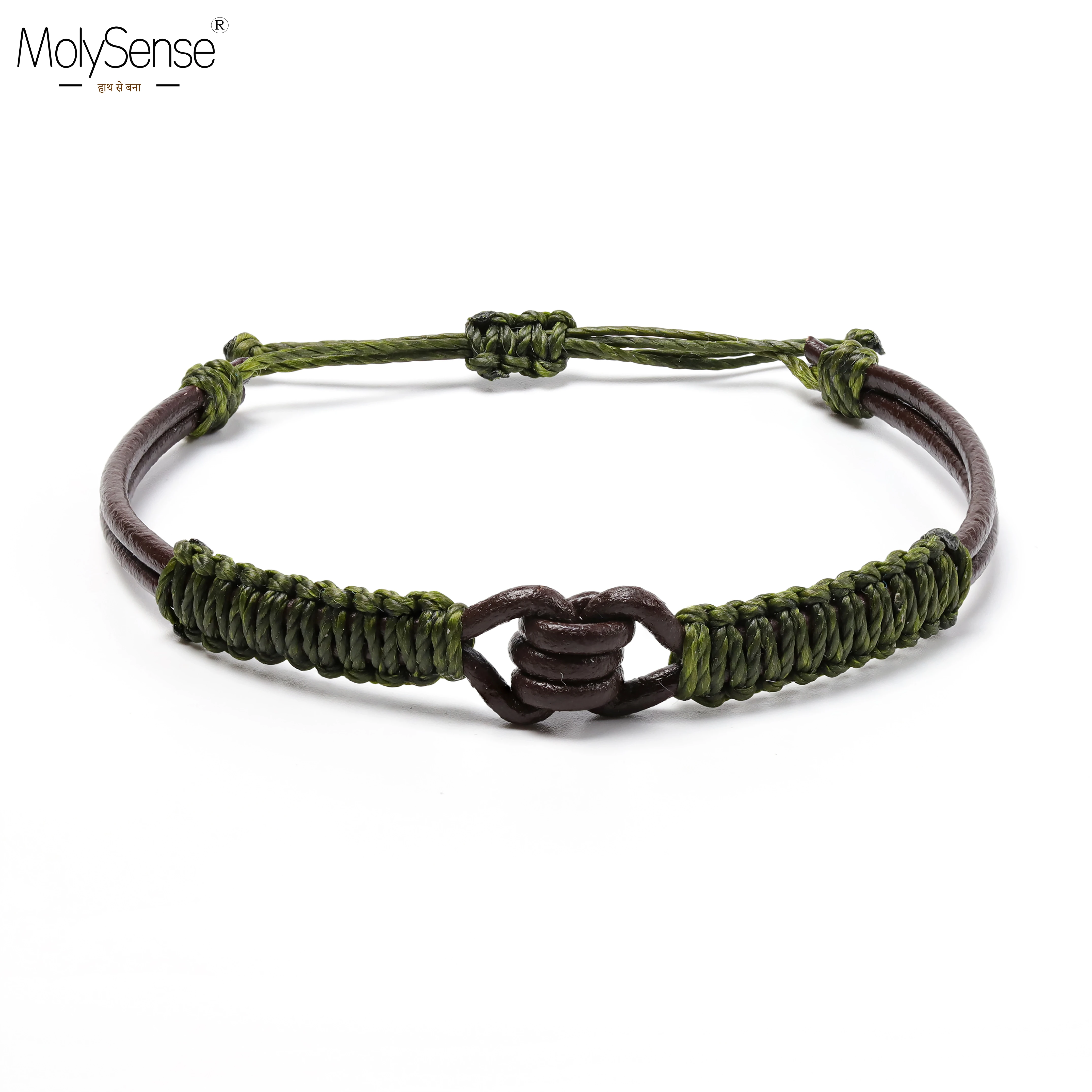 Кожаный браслет ручной работы MolySense мужской для макраме | Украшения и аксессуары