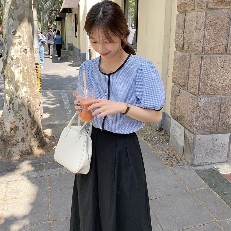 

Юбка-трапеция в стиле ретро, с завышенной талией, средней длины