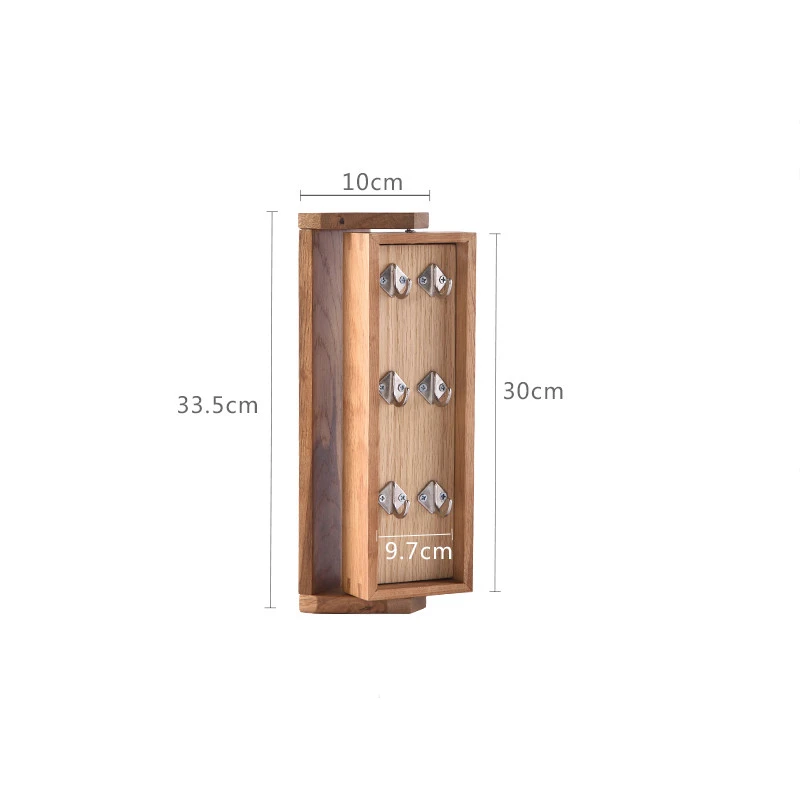 

360 Rotation Oak Keys Box Full Solid Wood Vanity Mirror Door Entrance Wall Hanging Car Key Storage Hook Hanger Coat Decoration