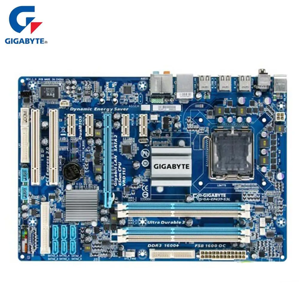 Материнская плата для GIGABYTE материнская настольного ПК P43 Socket LGA 775 DDR3 16G ATX