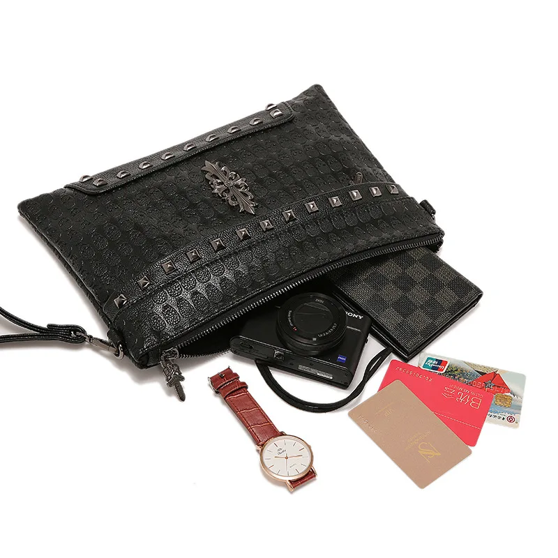 Youda модный дизайн заклепки украшения мужской клатч хип хоп Стиль Уличная Сумка