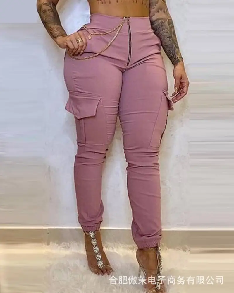 

Women's Pants High Waist Casual Pants Women's Fashion Fixed Casual Bag Design 2021 NEW