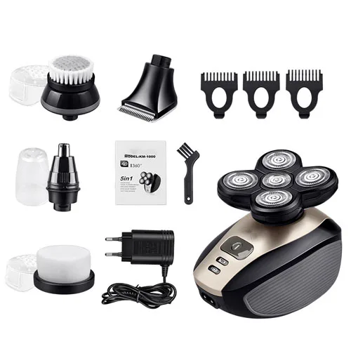 Electric Shaver Перезаряжаемая электробритва пять плавающих головок бритвы зажим для носа триммер для волос для ушей Мужская щетка для чистки лица 5 в 1 - Цвет: Electric Shaver