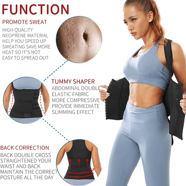 Sauna Waist Trainer Vest Workout Body Shaper Women Neoprene Sweat Slimming Sheath Double Tummy Control Trimmer Belts Corset Top 2