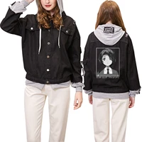 wonder egg priority denim jacket japanese anime cosplay oversized hoodies hooded button up black streetwear sweatshirts 2021