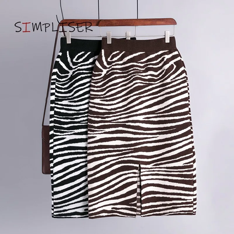 

Высокая талия трикотажные юбки-карандаш для женщин стрейч-белую полоску под зебру; В стиле Харадзюку, Сексуальное мини платье, 2021; Сезон осе...