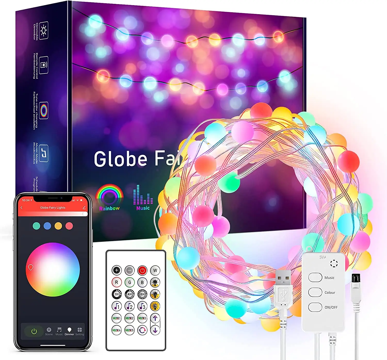

Wi-Fi Сказочный свет s светодиодный уличный светильник s гирлянда RGB светодиодный светсветильник льник Alexa Bluetooth вечерние светильник водонепро...