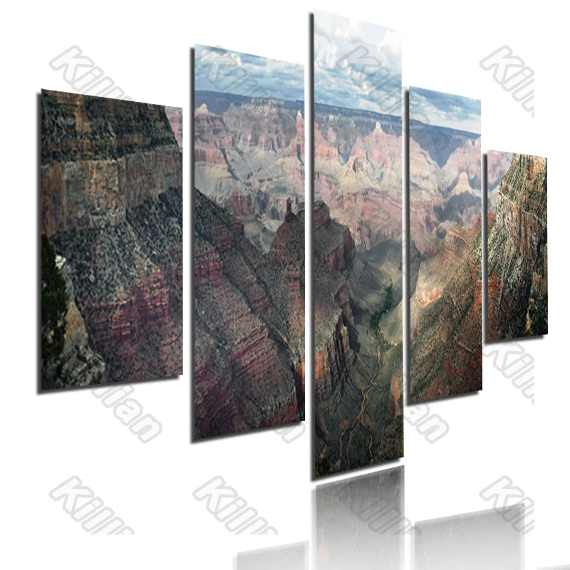 

Modern Style Mural Canvas Paintings Bed Home Decor Prints 5 Pieces Landscape Canyon River Decoration Living Room Wall Fresco