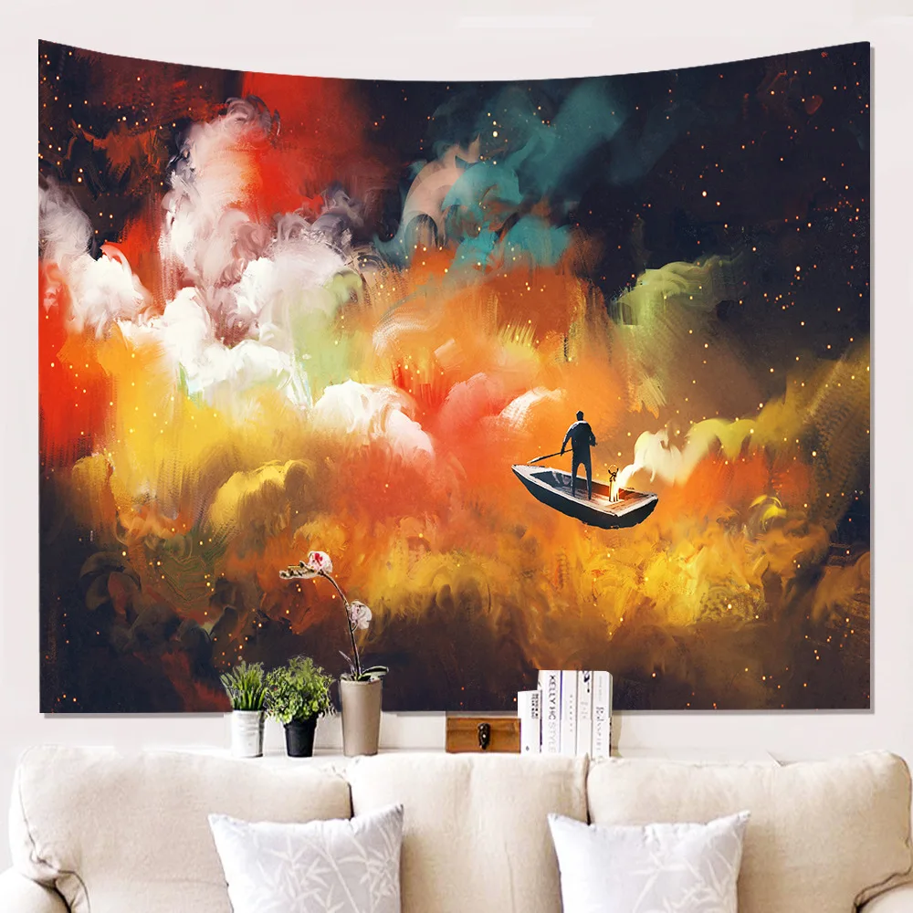 Галактика психоделическая акварель облака гобелен хиппи настенный богемный