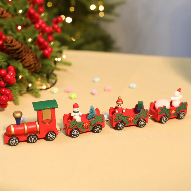 Детский мультяшный Рождественский поезд деревянные детские развивающие игрушки