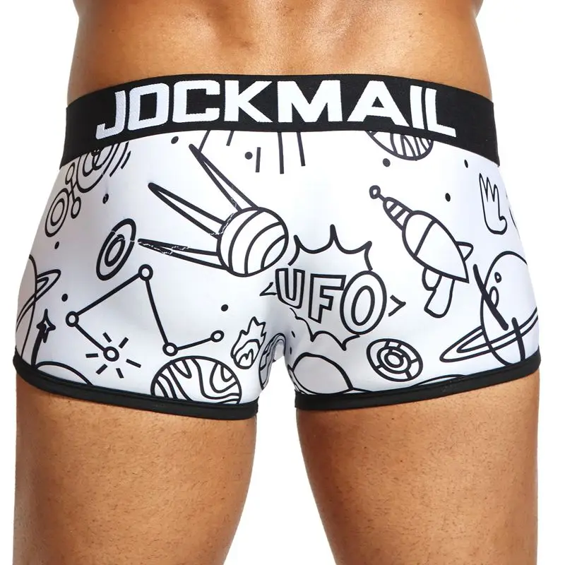 JM428-White JOCKMAIL, сексуальное мужское нижнее белье, боксеры, игривый принт, гей нижнее белье, calzoncillos hombre, мужские трусы, Cueca, боксеры, мужские трусы - Цвет: JM428-White