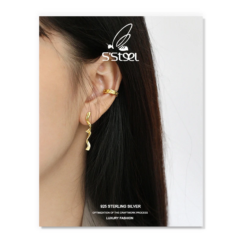 

S'STEEL Irregular Earring For Women 925 Sterling Silver Earring Minimalist Gold Earings Joyas De Plata 925 Fine Jewellery Gift