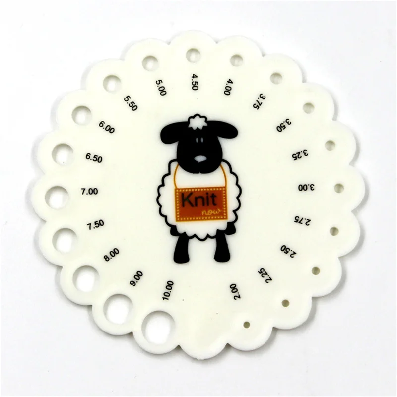 

High Quality Plastic Needle Plastic Needle Gauge Small Sheep Round Ruler Knitting Tool Round Sweater Needle Gauge AC161