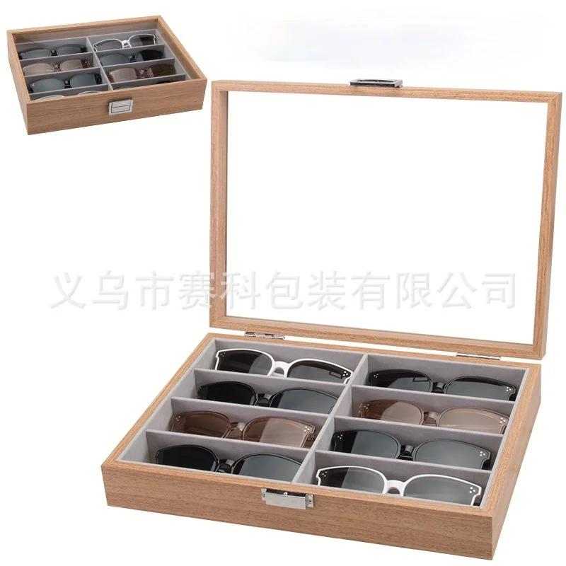Storage Glasses Rack Sunglasses Display Tray 8 Grid Velvet Display Case Storage Organizer Box Store Window