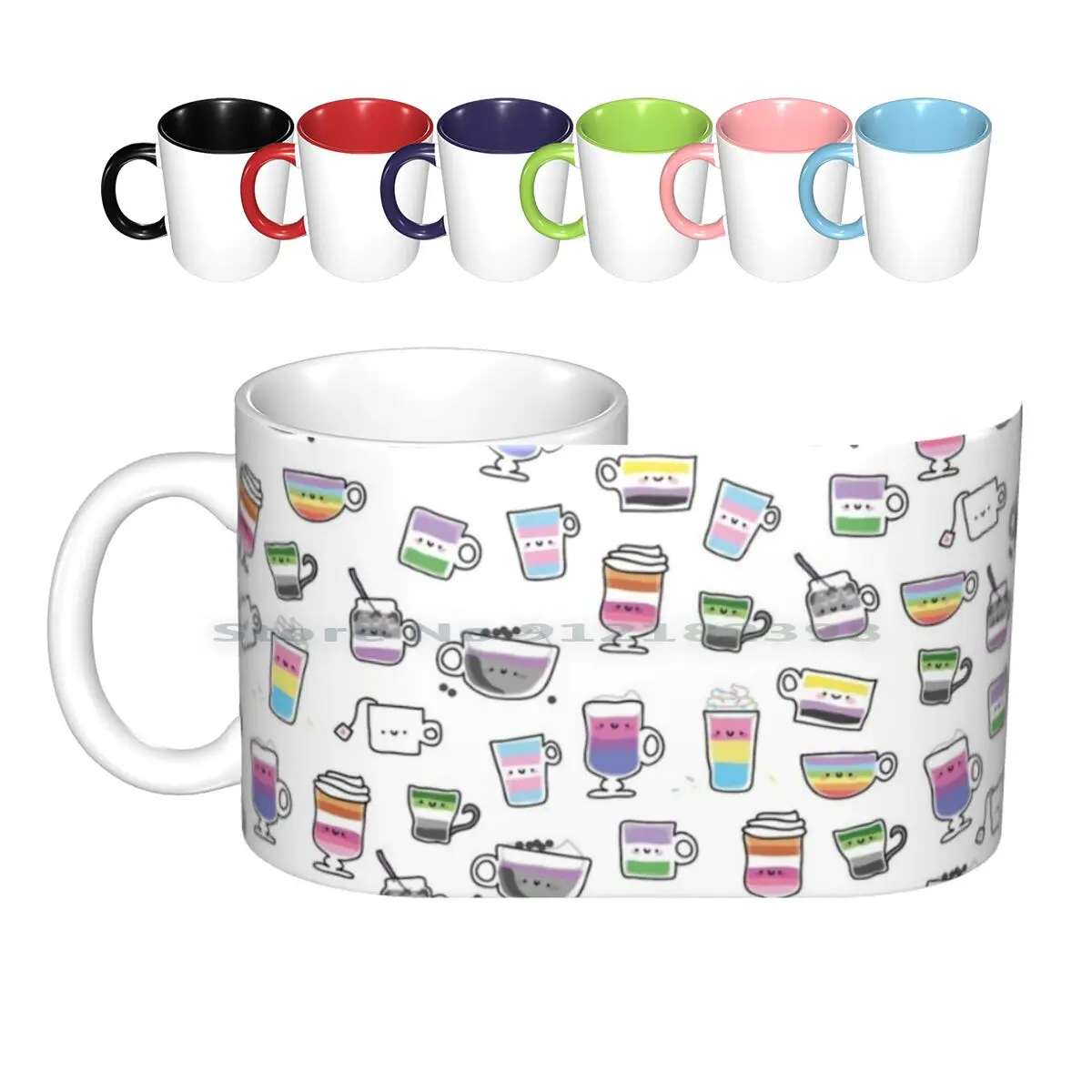 

Керамические кружки Pride Cafe, кофейные чашки, кружка для молока и чая, простой милый напиток, флажки с животными из мультфильмов, игрушки для ге...