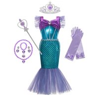 girl princess little mermaid ariel summer dresses party halloween polyester cosplay costume for halloween party dress up
