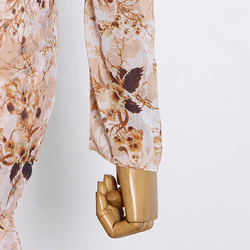 

Newest HIGH QUALITY Fashion 2021 Runway Dress Women's One-Shoulder Long sleeve Draped Lacing Belt Floral Print Buttock dress