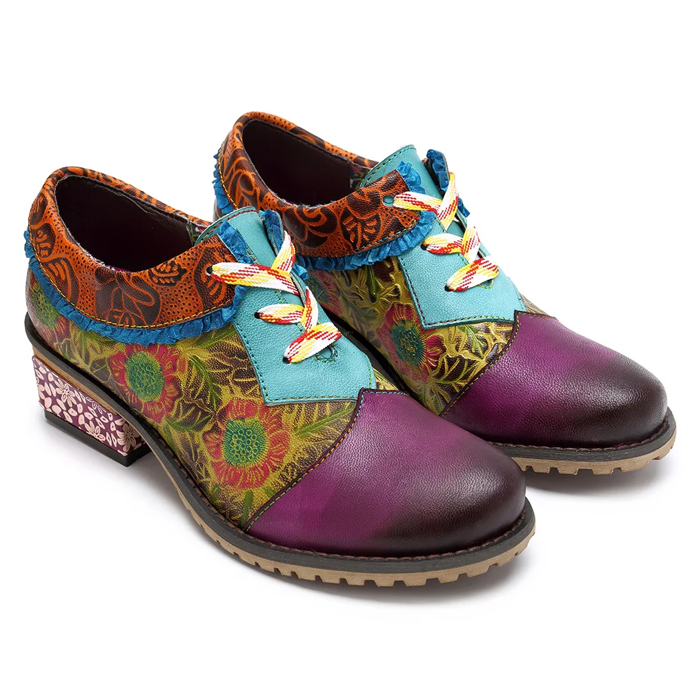 

Rome Style Women Genuine Leather Shoes Platform Brogue Shoes Fashion Print Woman Casual oxford Shoes Luxury Brand Female Flats