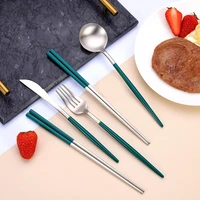 4pcsset stainless steel cutter fork spoon chopstick tableware kitchen supplies