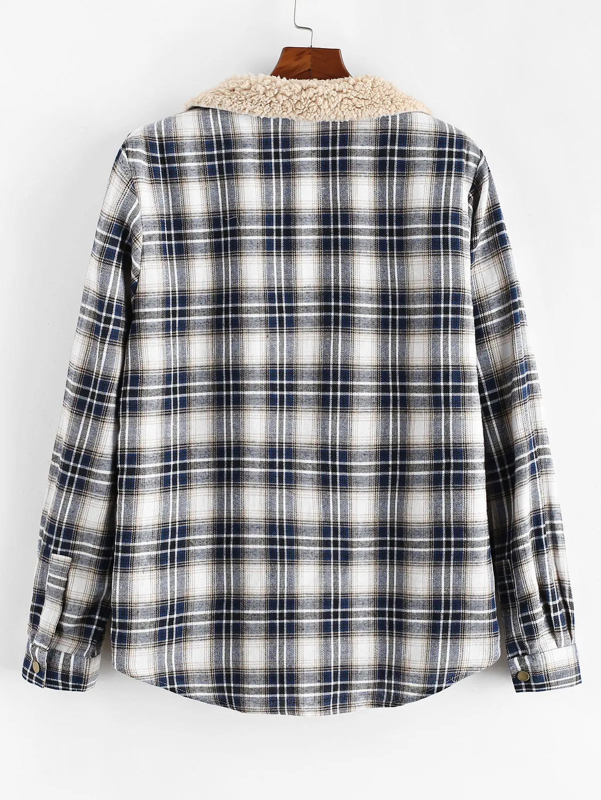 ZAFUL мужская куртка клетчатый узор Повседневная Кнопка пушистая отложной