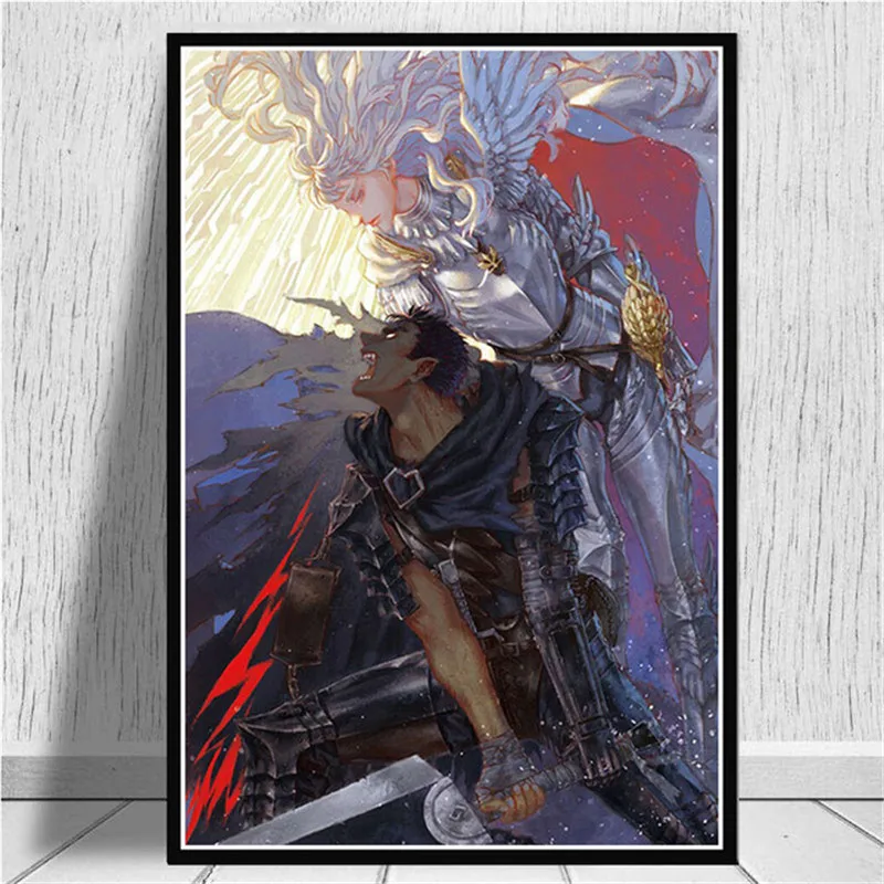 Настенная картина Kentaro Miura Berserk постер японское аниме в стиле ретро с изображением