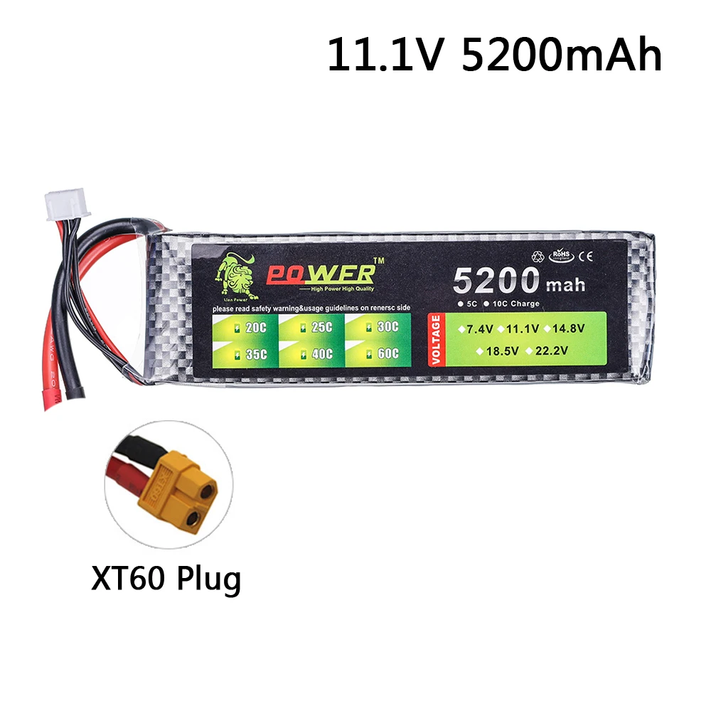 Аккумулятор LION POWER 1500 мАч 2200 2800 4200 5200 штекер XT60 11 1 В литий-полимерный аккумулятор