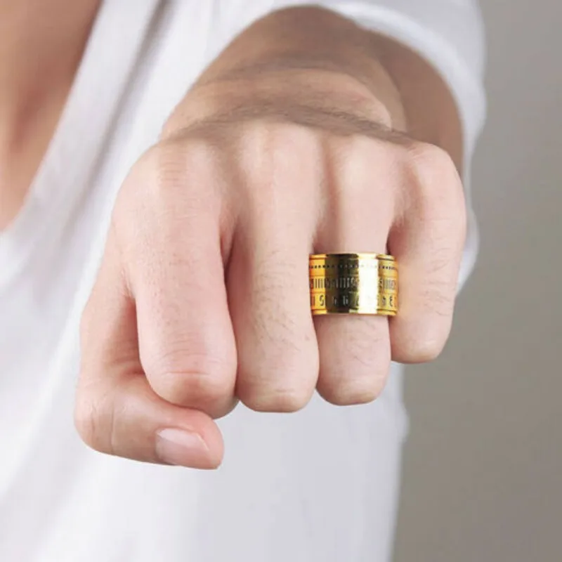 Кольцо из нержавеющей стали для мужчин и женщин Вращающийся Регулируемый по