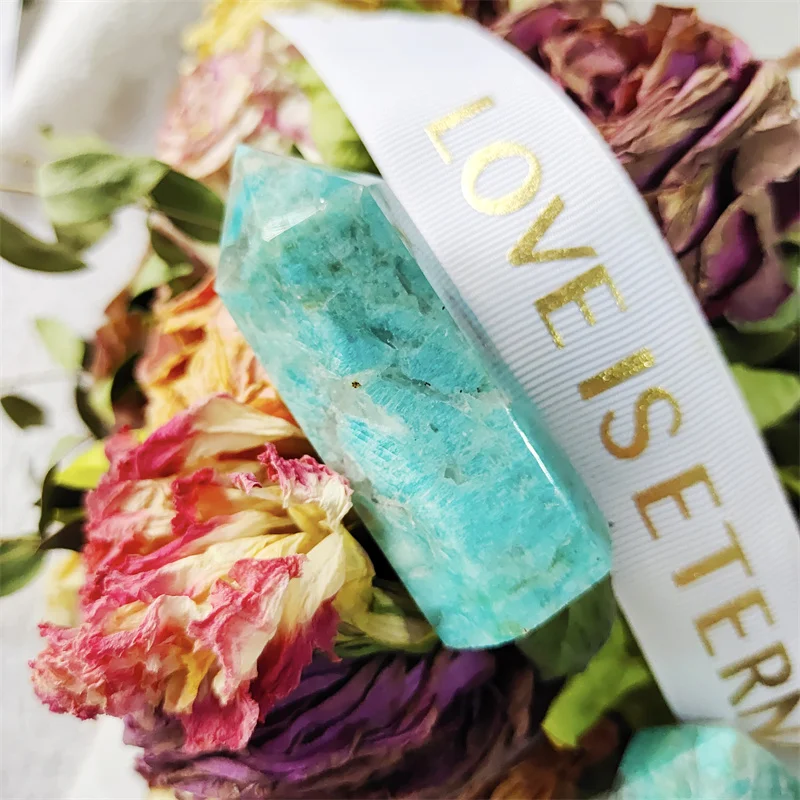 

Natural Stones Amazonite Wand Point Quartz Crystals Healing Gemstones Crafts Polished Gems Home Decoration