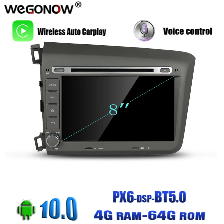Автомобильный DVD-плеер PX6 DSP TDA7851 Android 10 0 64 Гб ПЗУ Восьмиядерный процессор для Honda