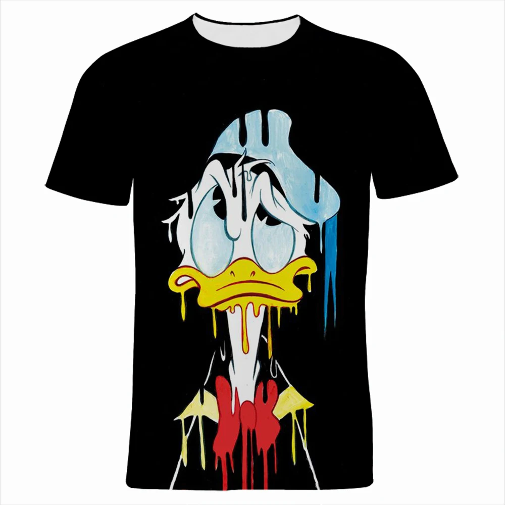 Camiseta de dibujos animados para hombre y mujer, ropa de calle de manga corta con estampado 3D del pato Donald de Disney para verano