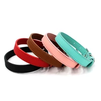 adjustable pu material small dogs collars leather zinc alloy solid color puppy collar comfortable durable pets supply accessors