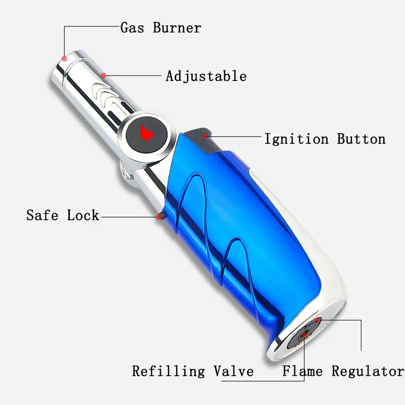 Table Gun Jet Torch Lighter Refillable Gas Turbine Windproof Outdoor Igniter Adjustable Neck Lighters with Flame Lock | Дом и сад