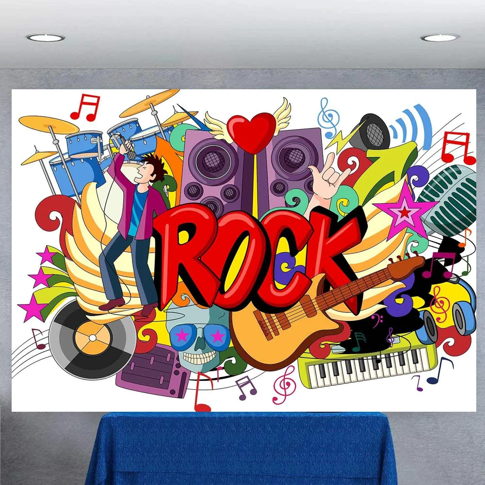 

Rock Music Graffiti Photography Backdrop Props Studio Photo Video Decoration Vinyl Background Poster